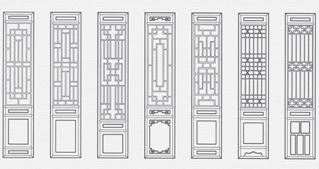 织金常用中式仿古花窗图案隔断设计图